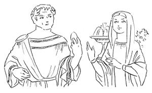 Раскраска "Тиберий и св. Мария Магдалина"